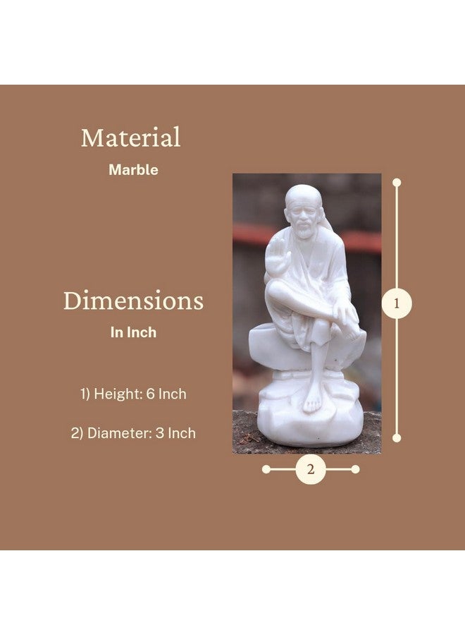 S A GIFTS Sai Amrut S A Gifts Italian Marble Dust Ashirwad Hand Sai Baba Idol/Murti for Home and Office Decor/Used in Pooja/Mandir (3.5 INCH) - Image 3