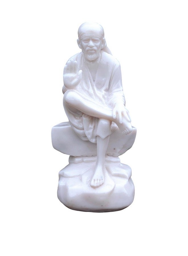 S A GIFTS Sai Amrut S A Gifts Italian Marble Dust Ashirwad Hand Sai Baba Idol/Murti for Home and Office Decor/Used in Pooja/Mandir (3.5 INCH) - Image 1