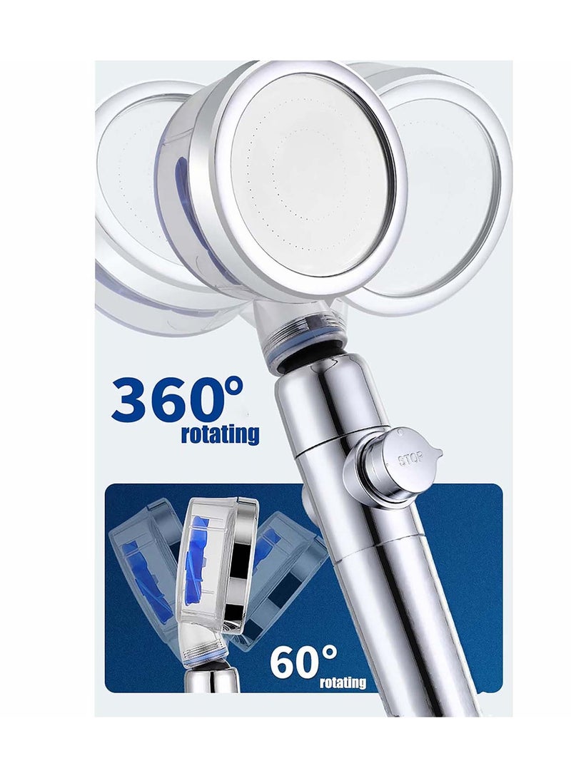 High Pressure Water Saving Shower, Shower Head, 360 Degrees Rotating Shower Head Propeller Driven Handheld Shower Head High Pressure,  Replacement for Bath Showerhead - Image 4
