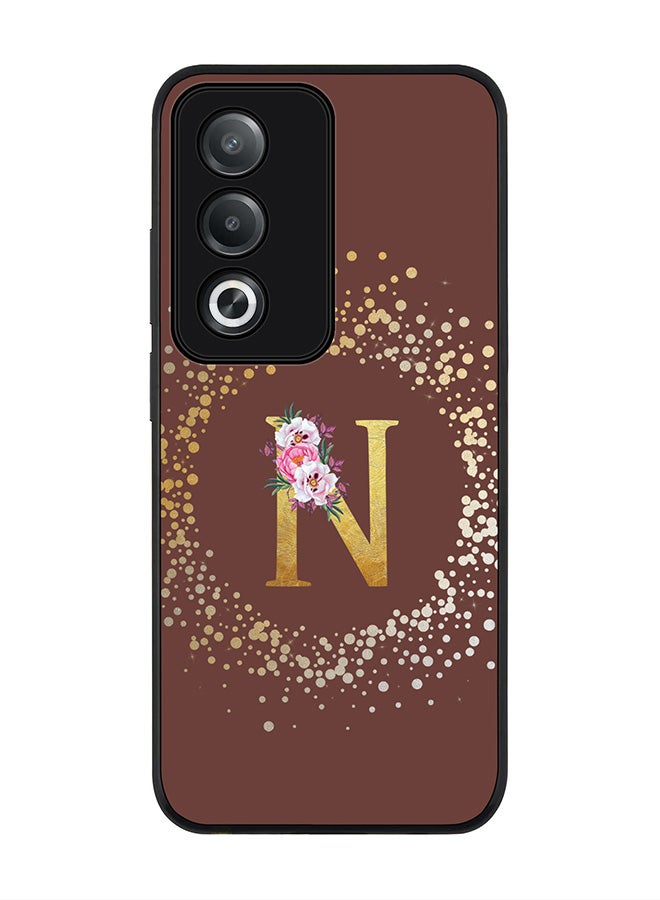 Stylizedd For Oppo A3 Pro / A80 Case,Slim fit Camera Protection, Shockproof Thin Phone cover - Custom Monogram Floral - N (Brown ) - Image 1