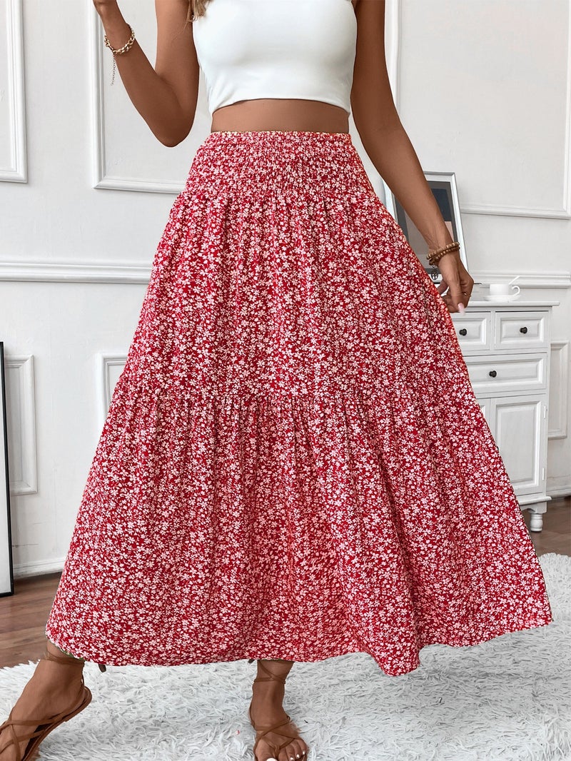 Floral Layered Long Skirt for Women