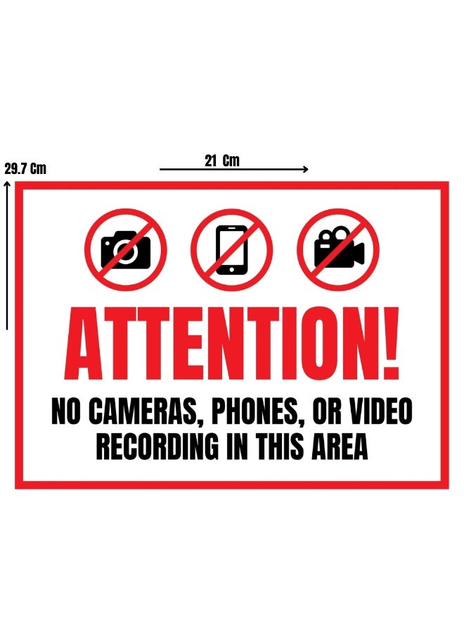 Privacy Awareness Sign – Photography and Video Recording Not Allowed Sticker A4 Size with Matt - Image 1