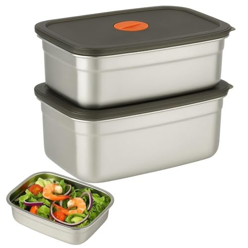 SOLIGT Fridge Storage Box 316 Stainless Steel Food Storage Containers | Food Grade, Leakproof Kitchen Organizer | Freshness Locking, Microwavable & Freezer Safe, Silver With Lid (1000 Ml 3 Pcs) - Image 2