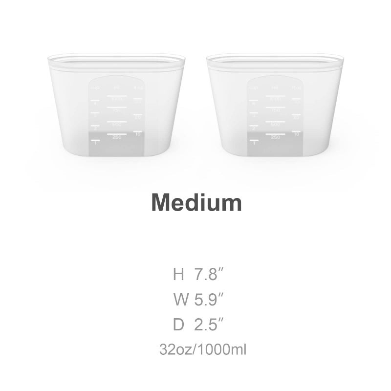 Winrock Reusable Silicone Food Storage Bag  for Microwave  Oven  Fridge  Freezer & Sous Vide Zip Sealed Containers (2 Middle size 32oz 1000ml) - Image 3