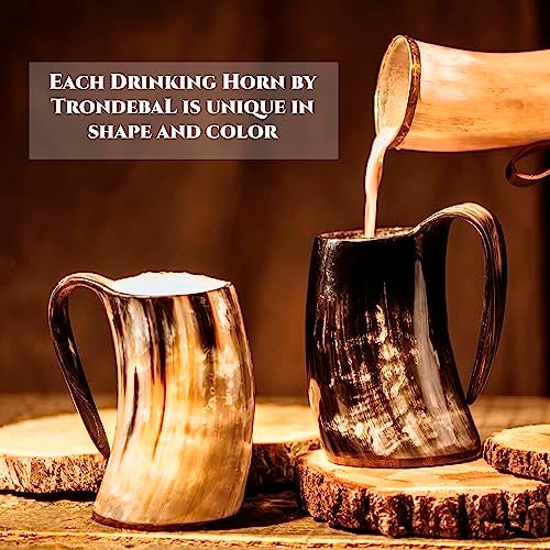 Trondebal Viking Drinking Horn Mug, 15-20 Oz Natural Ox Horn Cup & Cofee Stein | Cool Unique Gift for Men and Women, Home Decor Accessories | Shot Glasses for Beer, Ale, Whiskey, Mead - Image 4