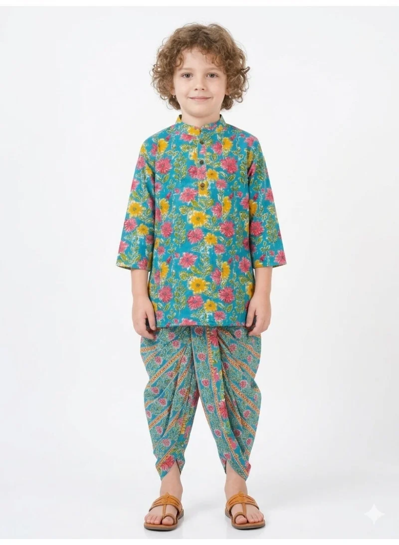 Saka Designs Boys Floral Printed Kurta with Dhoti Pant