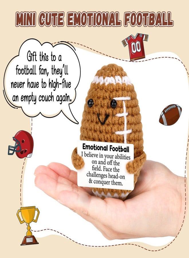 CryCarrot Emotional Crochet Mini Football Gifts for Men Women Boys Easter Basket Stuffers, Handmade Crochet Inspirational Fathers Day Birthday Gifts for Men Teen Boys Brother Son Grandson - Image 2
