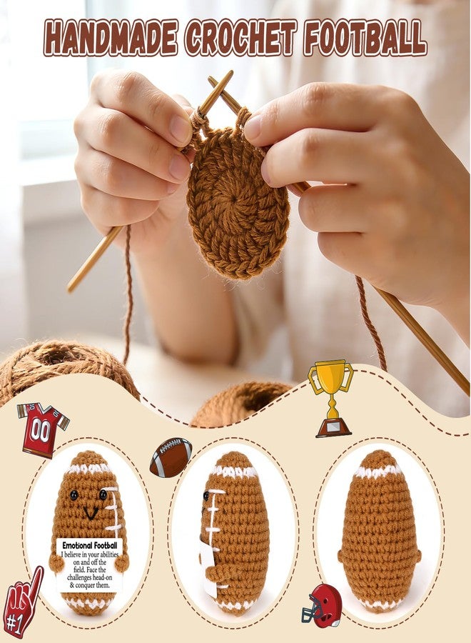 CryCarrot Emotional Crochet Mini Football Gifts for Men Women Boys Easter Basket Stuffers, Handmade Crochet Inspirational Fathers Day Birthday Gifts for Men Teen Boys Brother Son Grandson - Image 3