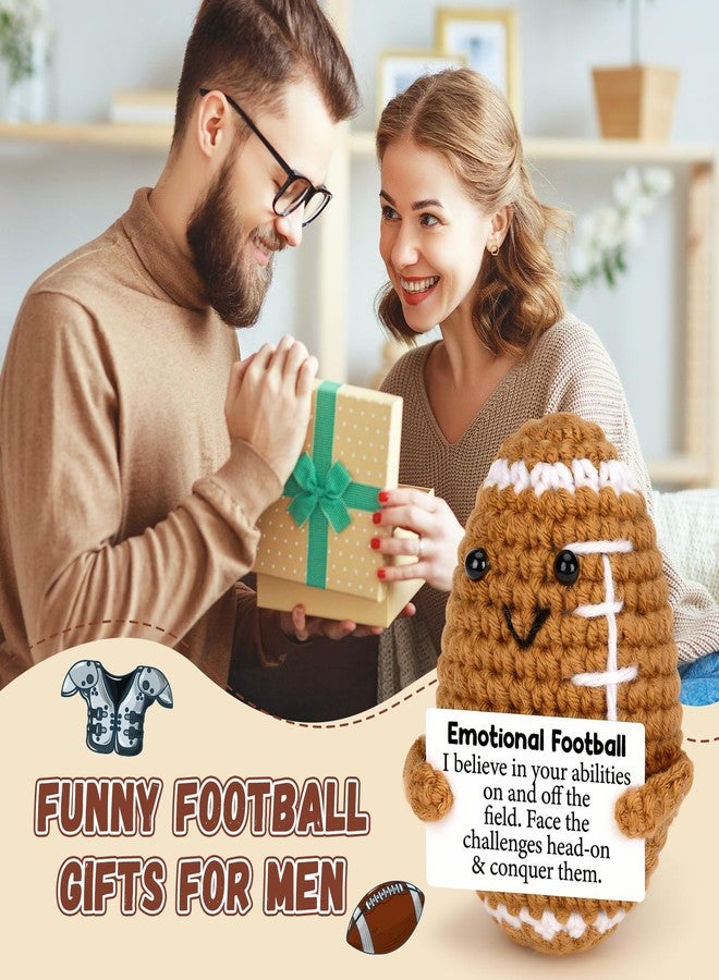 CryCarrot Emotional Crochet Mini Football Gifts for Men Women Boys Easter Basket Stuffers, Handmade Crochet Inspirational Fathers Day Birthday Gifts for Men Teen Boys Brother Son Grandson - Image 4