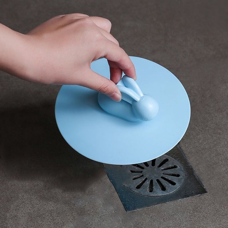 🍳 غطاء مصفاة حوض بشكل أرنب من السليكون 3 قطع حجم كبير أزرق - Image 1