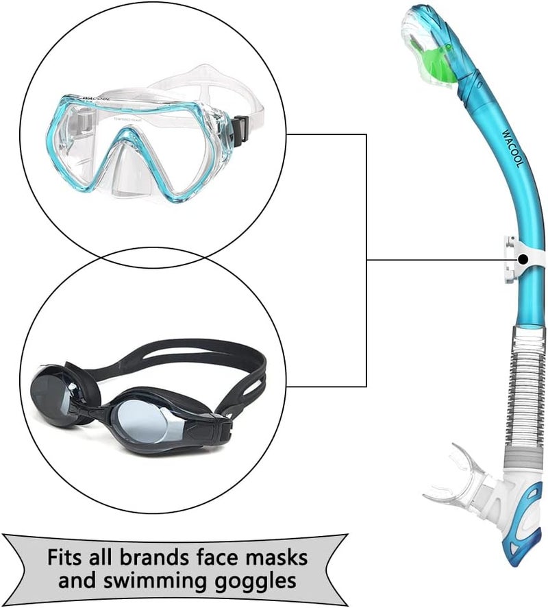 WACOOL Dry Top Snorkel Tube Comfortable Mouthpiece One-Way Purge Valve for Pool Open Water Scuba Lap Swimming Swimmer Training Diving Snorkeling - Image 5