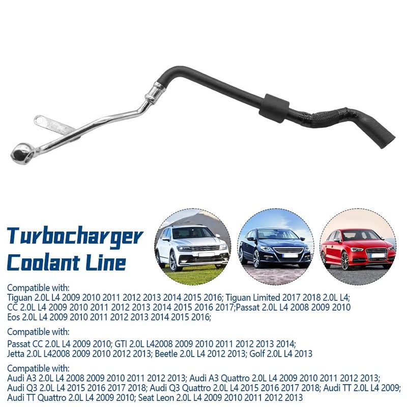 Generic GOLACOD Turbo Coolant Hose Return 667-608 06J121492C Compatible with VW CC Golf Jetta Passat AUDI A3 S3 Q3 TT 2008-2018 1.8T 2.0T Turbocharger Coolant Water Pipe  - Image 2