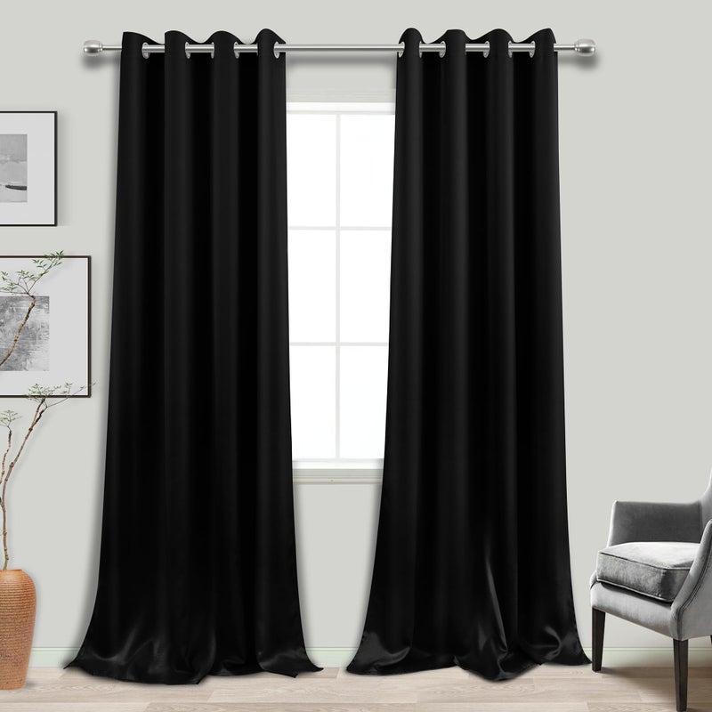 KOUFALL 108 Inch Curtains BlackoutGrommet Black Out Room Darkening Living Room Drapes 108 Inches Long 2 Panels Set