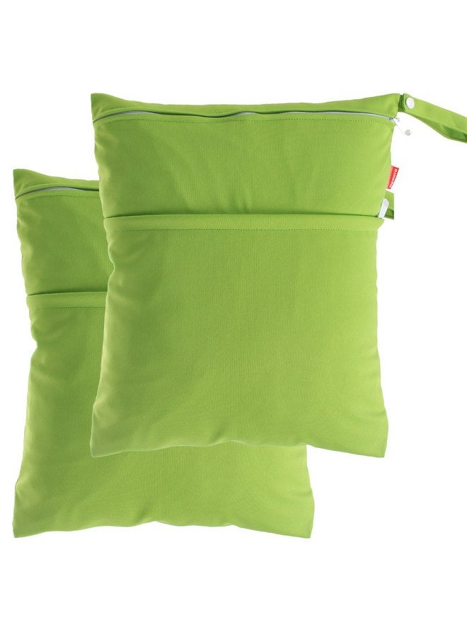 داميرو حقيبة سفر جافة ومبللة من دامرو، حقيبة ملابس سباحة قابلة لإعادة الاستخدام للملابس المبللة مع مقبض (كبيرة، قطعتان باللون الأخضر) - Image 1