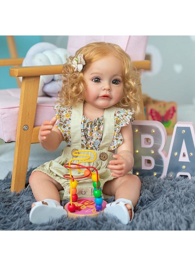 iCradle 22 Inch Reborn Baby Doll Girl,Silicone Full Body Newborn Toddler Doll Realistic Looking Washable Bebe,Dolls Anatomically Correct for Age3+ (White Silicone Doll Blond Hair) - Image 1