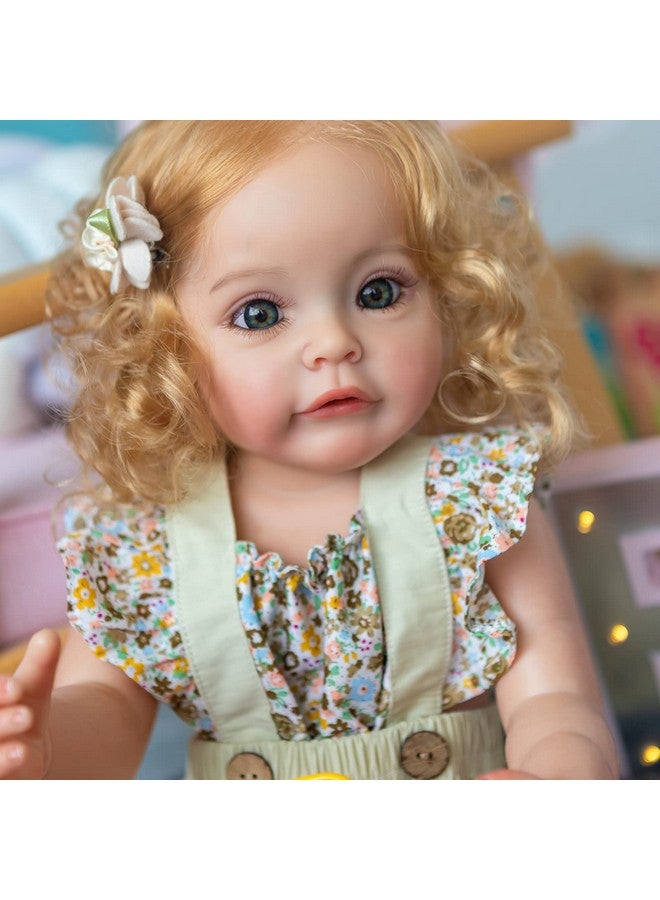 iCradle 22 Inch Reborn Baby Doll Girl,Silicone Full Body Newborn Toddler Doll Realistic Looking Washable Bebe,Dolls Anatomically Correct for Age3+ (White Silicone Doll Blond Hair) - Image 3