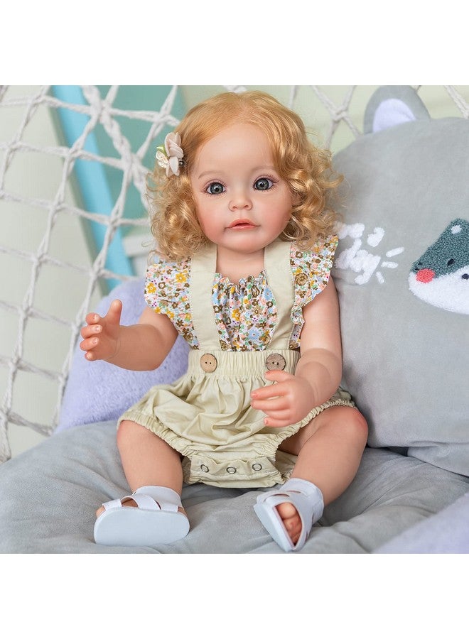 iCradle 22 Inch Reborn Baby Doll Girl,Silicone Full Body Newborn Toddler Doll Realistic Looking Washable Bebe,Dolls Anatomically Correct for Age3+ (White Silicone Doll Blond Hair) - Image 2
