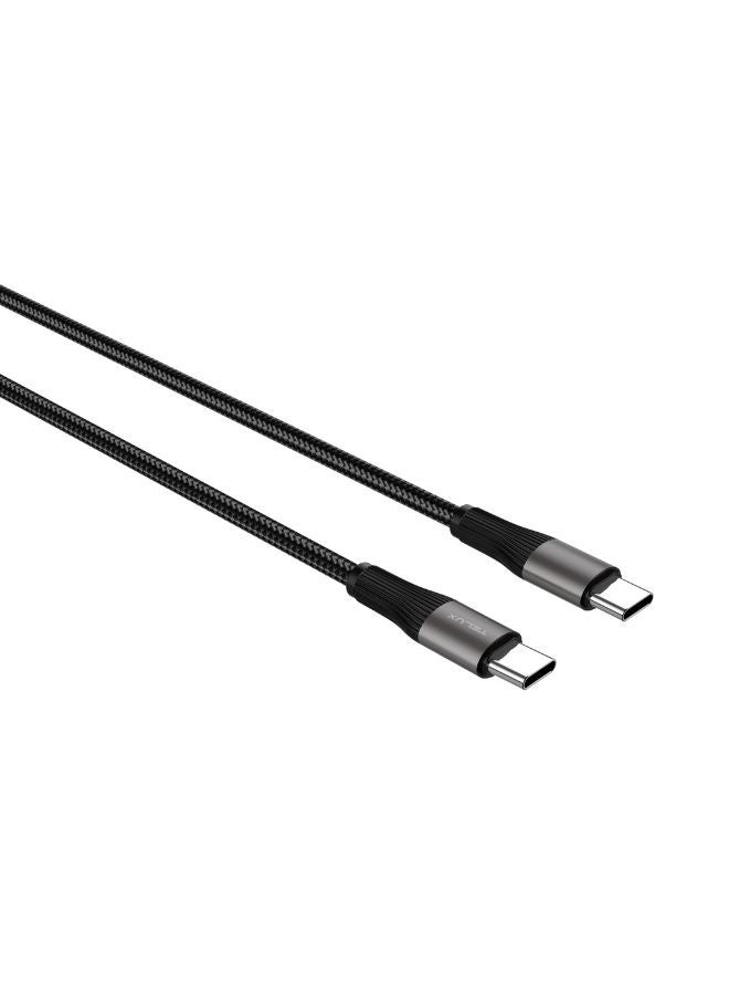 TELUX SYNCX USB-C to USB-C Braided Cable 1.2m, 60W PD Fast Charging, 3A Output, Durable Woven Cotton, 10000+ Bend Lifespan, 480Mbps Data Transfer, Black - Image 2