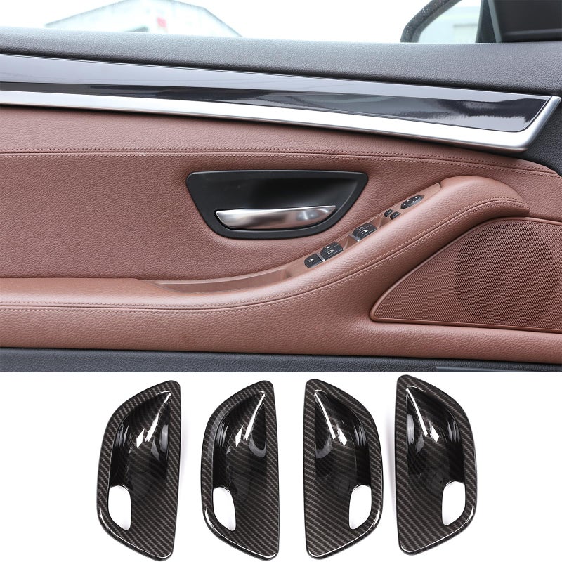 Sekhyna Inner Door Handle Cover Trim Compatible with BMW 5 Series F10 520 528 525 20112017 ABS 4PCS Interior Door Bowl Anti Scratch Protection Cover Trim Accessories ABS Carbon - Image 3