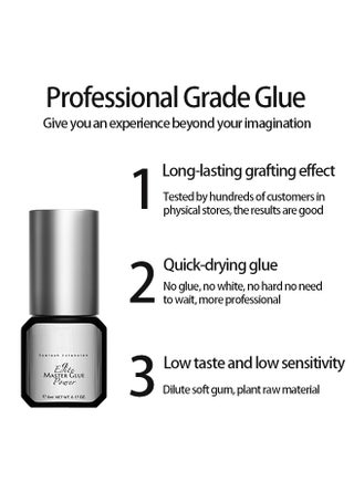Master Glue,Extra Strong Eyelash Extension Glue,(0.17fl.oz / 5ml) / 0.5-1 Sec Drying time/Retention,7 Weeks/Maximum Bonding Power/Professional Use Only Black Adhesive/for Semi-Permanent Extensions 5ml - view 4