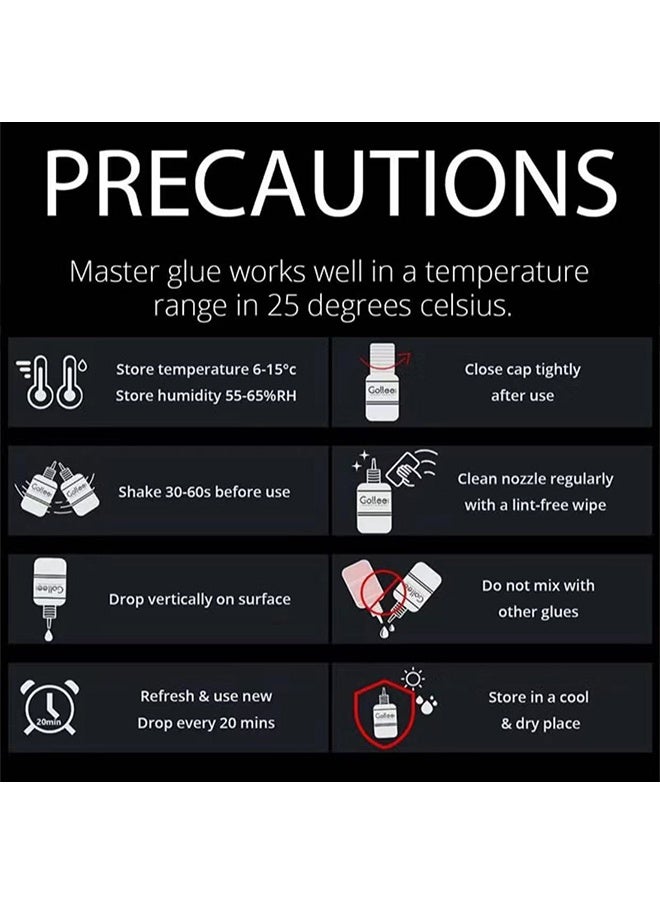 GOLLEE Master Glue,Extra Strong Eyelash Extension Glue,(0.17fl.oz / 5ml) / 0.5-1 Sec Drying time/Retention,7 Weeks/Maximum Bonding Power/Professional Use Only Black Adhesive/for Semi-Permanent Extensions 5ml  - Image 5