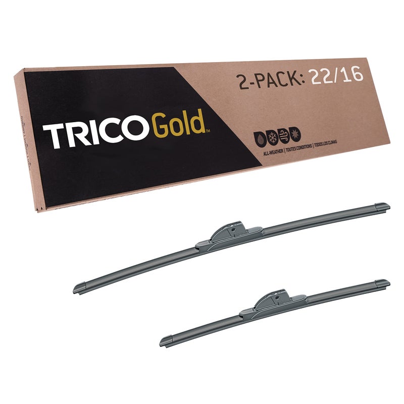 TRICO Gold 182216 22  16 Inch Pack of 2 Automotive Replacement Windshield Wiper Blades Premium All Weather Beam Blade for Select Vehicle Models