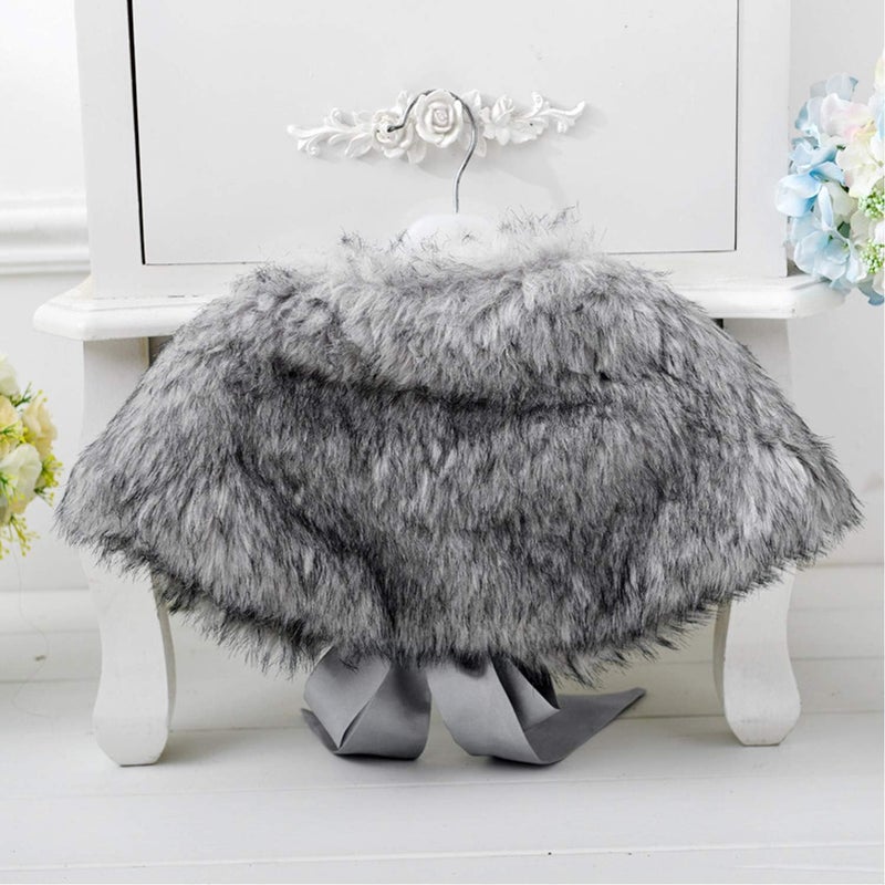 Fakeface Flower Girls Wrap Shawl Wedding Bridesmaid Tippet Stole Christmas Party Dress Costume Shrug Capelet - Image 5