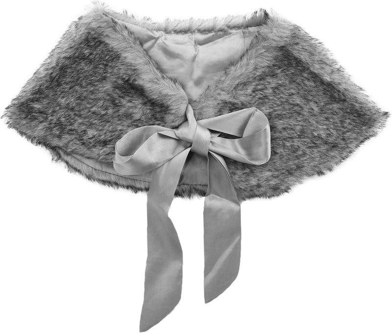 Fakeface Flower Girls Wrap Shawl Wedding Bridesmaid Tippet Stole Christmas Party Dress Costume Shrug Capelet - Image 1