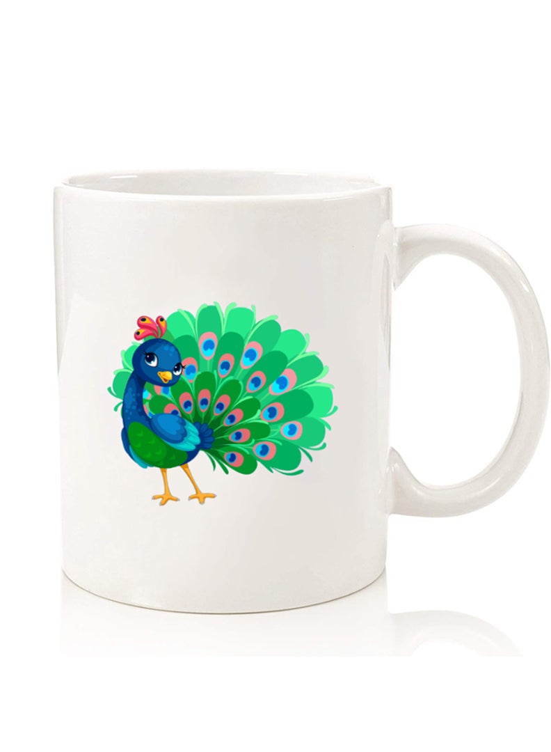 Theodor Premium Quality Two Sided Printed Coffee Mug Tea Cup For Home Office, Kids Men Women peacock  - Image 1