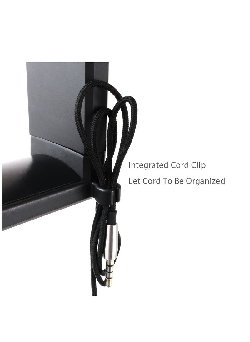 SYOSI Gaming Headphone & Controller Holder, 3-in-1 PC Headphones Hanger Adjustable & Rotating Arm Clamp, Headphone Stand Under Desk, Universal Headset Controllers Hook (Black) - Image 3