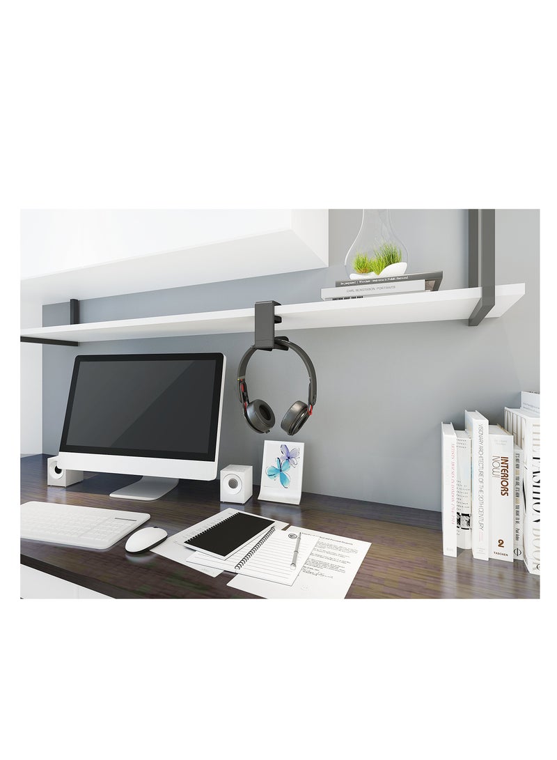 SYOSI Gaming Headphone & Controller Holder, 3-in-1 PC Headphones Hanger Adjustable & Rotating Arm Clamp, Headphone Stand Under Desk, Universal Headset Controllers Hook (Black) - Image 2