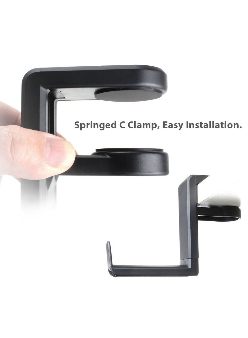 SYOSI Gaming Headphone & Controller Holder, 3-in-1 PC Headphones Hanger Adjustable & Rotating Arm Clamp, Headphone Stand Under Desk, Universal Headset Controllers Hook (Black) - Image 4