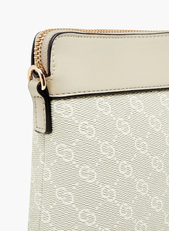 Celeste Women Monogram Print Crossbody Bag with Detachable Strap