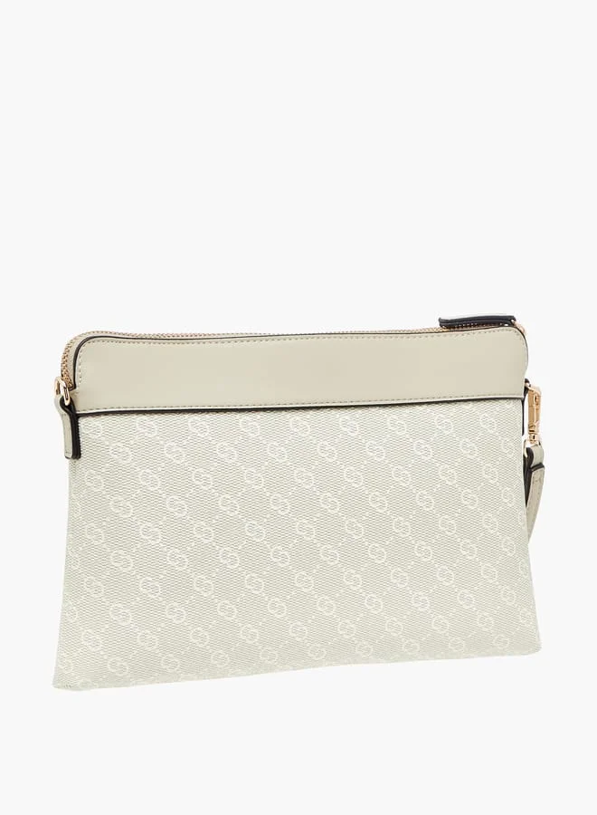Celeste Women Monogram Print Crossbody Bag with Detachable Strap