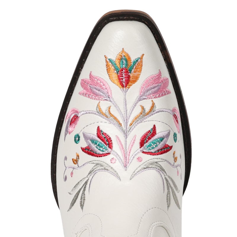 Fioralie Cowboy Boots for Women Western Flower Embroidered Ankle Cowgirl Boots Snip Toe Chunky Heel Stitched Retro Classic Boot Botas - Image 4