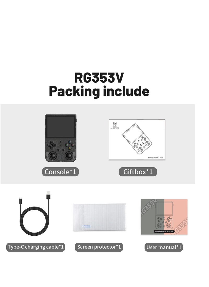 ANBERNIC  - RG353V Retro Handheld Game with Dual OS Android 11 and Linux, RG353V with 64G TF Card Pre-Installed 4452 Games Supports 5G WiFi 4.2 Bluetooth  (Grey) - Image 1