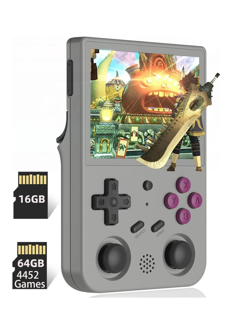 ANBERNIC  - RG353V Retro Handheld Game with Dual OS Android 11 and Linux, RG353V with 64G TF Card Pre-Installed 4452 Games Supports 5G WiFi 4.2 Bluetooth  (Grey) - Image 1