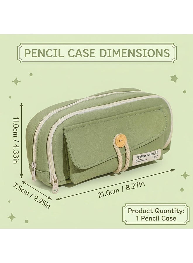 Wffo Pencil Pouch, Large Capacity Pencil Cases Pencill Bag Pouch, Cute Pencill Case with Zip for Girls Boys, 4 Compartments Multifunctional Pen Bag for School,Green - Image 2