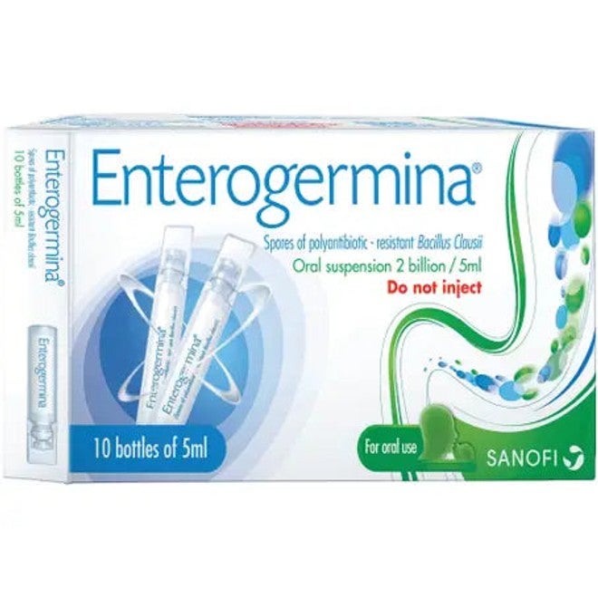 Enterogermina Probiotic Oral Suspension – 2 Billion Bacillus Clausii – 10 x 5ml