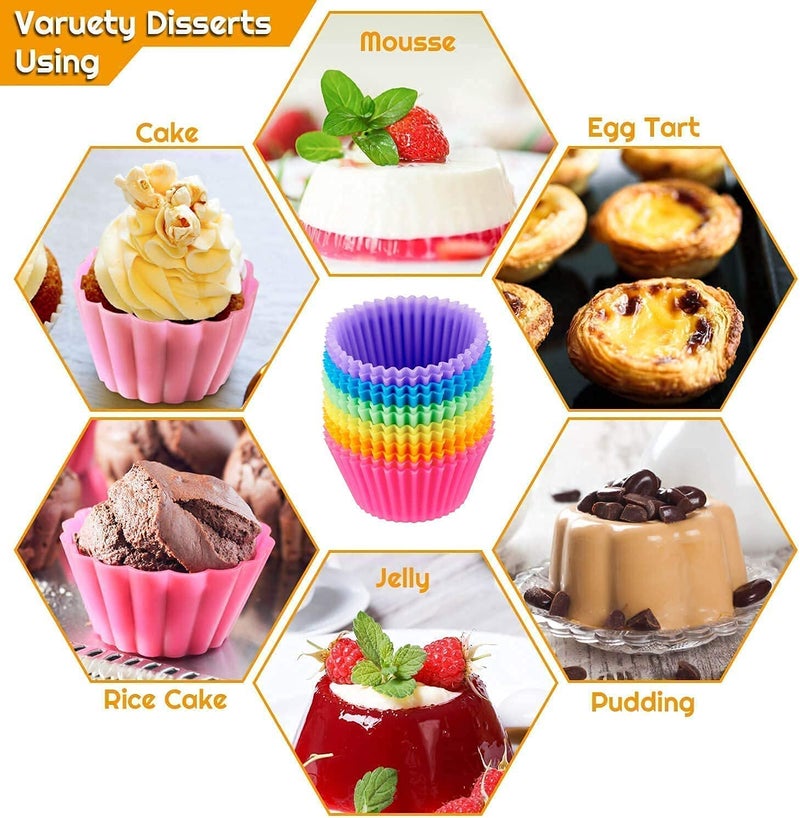 vedvit Round Silicon Moulds for Cupcake Jelly and Muffin Microwave Oven and OTG Baking Mould Set of 12 - Image 4