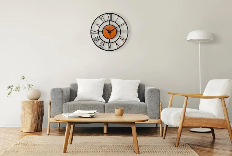 AVVIC MART Wall Clock Stylish Metal Analog Wall Clock for Living Room, Bedroom, Office, Kitchen, Home and Hall | Antique Fancy Big Size Modern Wall Watch (Black(ST-4WOODEN), 40 CM) - Image 2