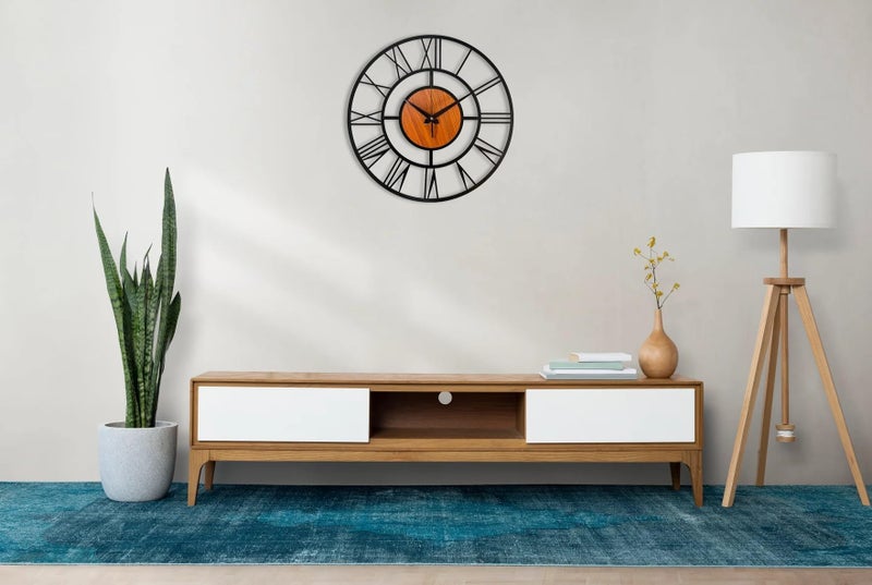 AVVIC MART Wall Clock Stylish Metal Analog Wall Clock for Living Room, Bedroom, Office, Kitchen, Home and Hall | Antique Fancy Big Size Modern Wall Watch (Black(ST-4WOODEN), 40 CM) - Image 4