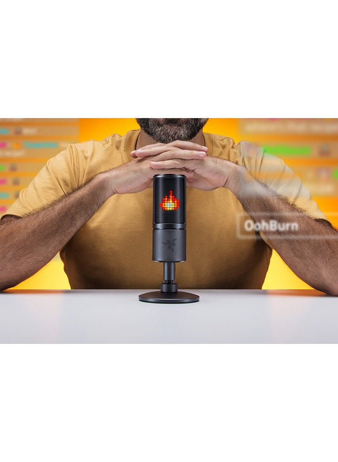 RAZER Seiren Emote - Streaming Condenser Mic with Emoticon Display, Hypercardioid Condenser Microphone, 8-Bit Emoticon Led Display, Stream Reactive Emoticons - Black, USB - Image 2