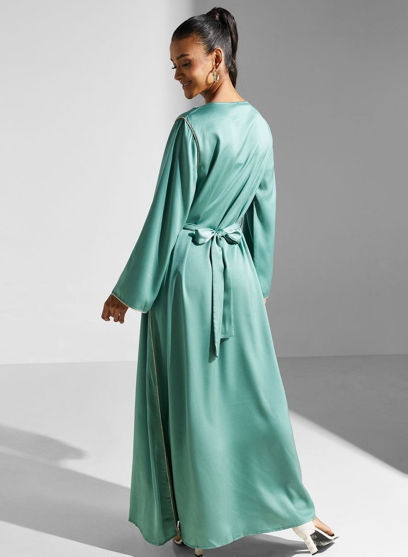 Khizana Embroidered Satin Kaftan Dress - Image 2