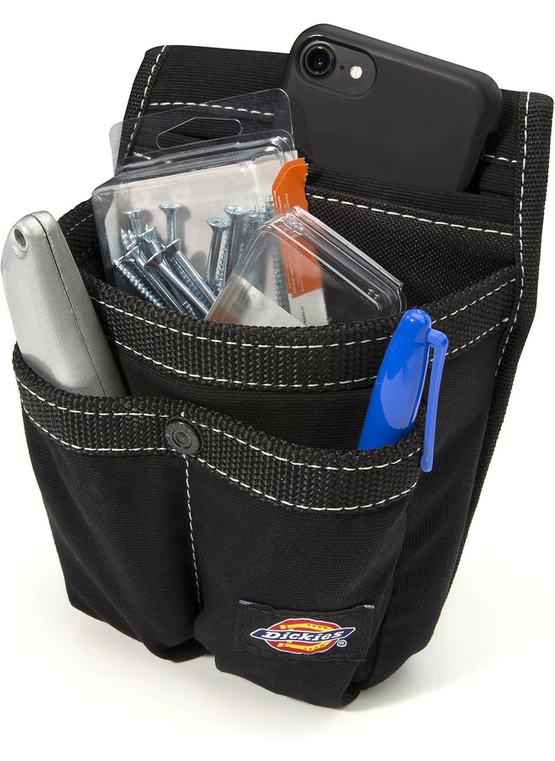 Dickies Dickies Storage Pouch for Tool and Work Belts 4 Pockets Cushioned Slip Pocket Durable Canvas SnapBack Compatible with 3inch Belts Black  - Image 2