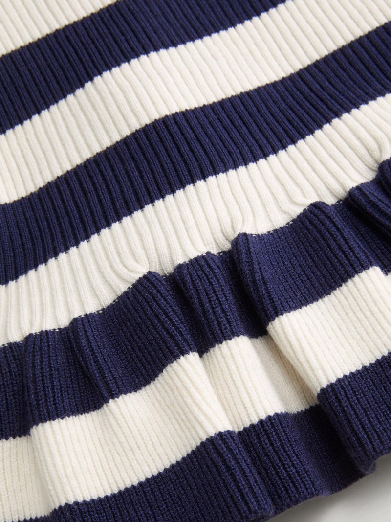 CIDER Striped Crop Tank Tops for Women Sleeveless Square Neck Ruffle Knit Peplum Tops Summer Vacation Outfits Navy Blue - Image 4