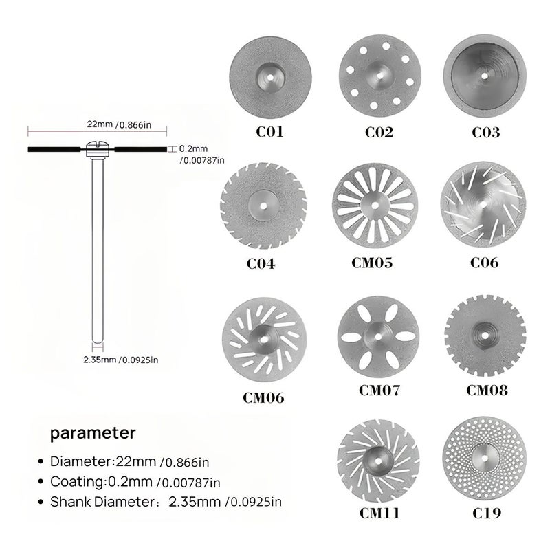 3Pcs 0.20mm Thin Diamond Grinding Discs CM07 with Shank Dual Sided - Image 2