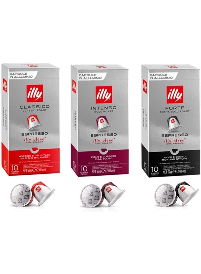 Illy Nespresso, Classico, Forte, Intenso Espresso coffee , (30 capsules) 171g - Image 1