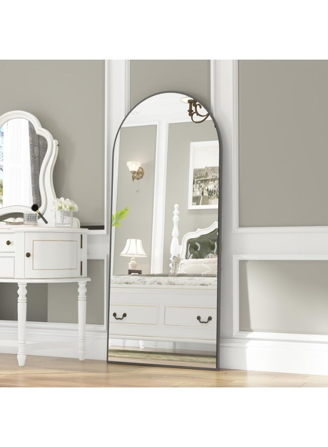 Full Length Mirrorr Large Arch Floor Mirror with Stand Arched Full Body Mirror Standing Hanging or Leaning Wall for Bedroom, Entryway, Black - Image 2