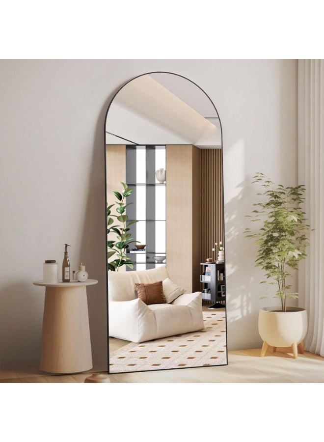 Full Length Mirrorr Large Arch Floor Mirror with Stand Arched Full Body Mirror Standing Hanging or Leaning Wall for Bedroom, Entryway, Black - Image 1